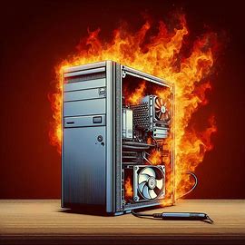 Poste de travail en flammes car le disque dur a cramé. Une réparation d'urgence est demandée