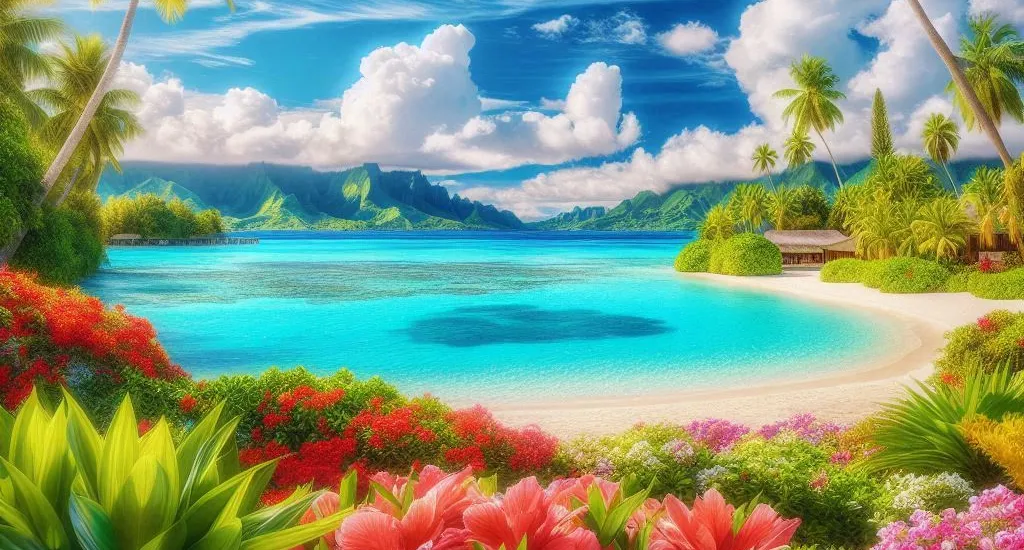 Le paysage idyllique avec son sable chaud et ses cocotiers
